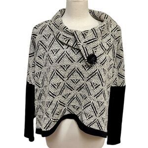 Joseph Ribkoff Black White Geometric Cape Sweater Top Women's CAN/USA 4